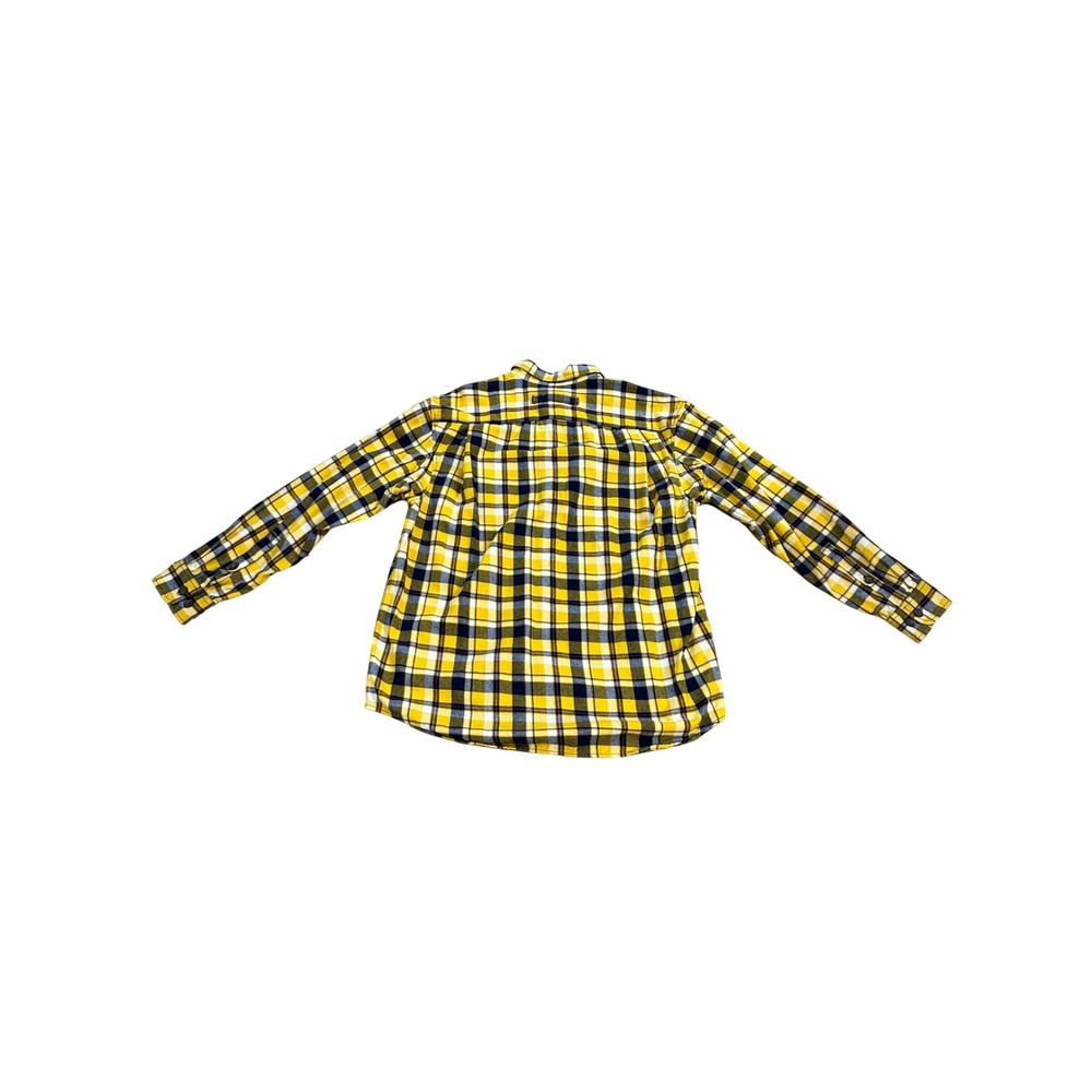 Duluth Trading Company Men's Long‎ Sleeve Plaid Flannel Shirt Size L Yellow Blue